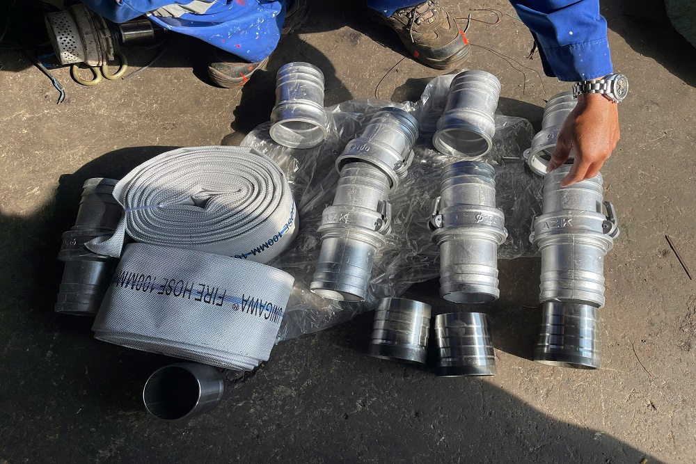 New fire hoses and camlock couplings prepared for vessel delivery