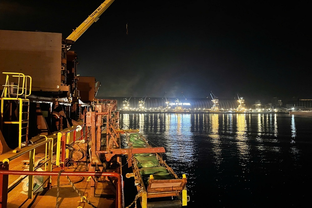 Pilot ladder load testing after repair at Dung Quat Port Vietnam