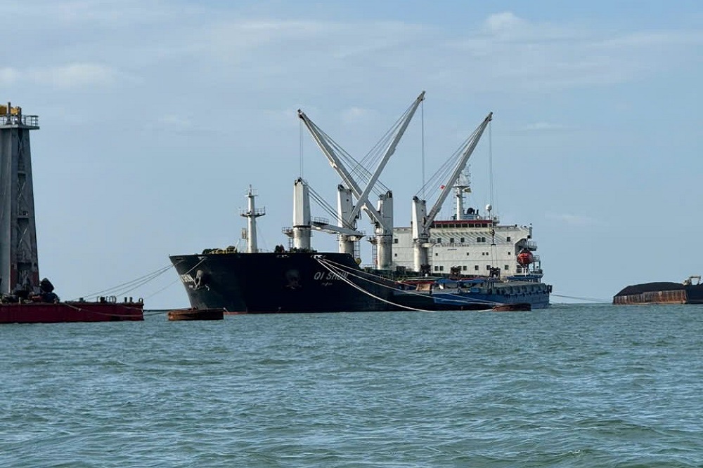 Bulk carrier at anchor at Go Gia Anchorage, Vietnam