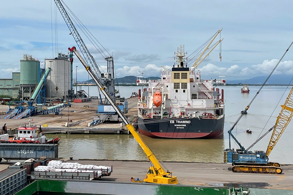 A general cargo vessel berths in Phu My Port