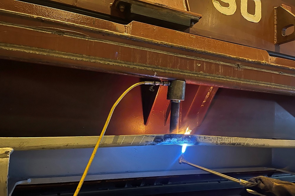 Hatch cover repair aboard a container vessel